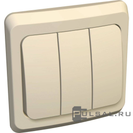 Выключатель с рамкой
Этюд,  трехклавишный,  без подсветки,   цвет - кремовый,  пластмасса,  BC10-003K,  Schneider Electric
 - PULSAL.RU