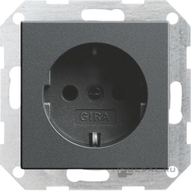 Розетка
Studio,  E2,  E3,  Event,  Esprit,  ClassiX,  ClassiX Art,  без шторок,  с заземлением,  одинарная,  безвинтовые клеммы,   цвет - антрацит,  пластмасса,  018828,  0188 28,  Gira
 - PULSAL.RU