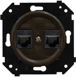 Розетка компьютерная RJ45 Cat.5 (UTP)
Шедель Бриз,  двойная,   цвет - коричневый матовый,  пластмасса,  B3-302-22M,  Bironi
 - PULSAL.RU