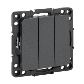 Выключатель
Стокгольм,  трехклавишный,  без подсветки,   цвет - черный,  пластмасса,  EZV10-024-10,  EKF
 - PULSAL.RU