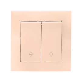 Переключатель
Валенсия,  двухклавишный,  без подсветки,   цвет - кремовый,  пластмасса,  EWV10-027-20,  EKF
 - PULSAL.RU