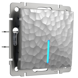 Выключатель
Hammer,  одноклавишный,  с подсветкой,   цвет - серебряный,  пластмасса,  W1210106,  a052082,  Werkel
 - PULSAL.RU