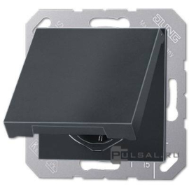 Розетка
ECO profi и ECO profi Standart,  ECO profi design (ECO Profi Deco),  без шторок,  с крышкой,  с заземлением,  одинарная,  безвинтовые клеммы,   цвет - антрацит матовый,  пластмасса,  EP1420KLAN,  EP 1420 KL AN,  JUNG
 - PULSAL.RU