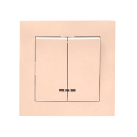 Выключатель
Валенсия,  двухклавишный,  с индикацией,   цвет - кремовый,  пластмасса,  EWV10-123-20,  EKF
 - PULSAL.RU