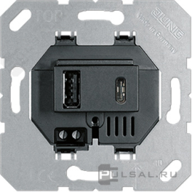 Механизм розетки USB-A + USB-C, 3А
A VIVA,  A creation,  A flow,  A 550,  AS 500,  CD 500,  CD plus,  LS 1912,  LS 990,  LS plus,  LS 990 Les Couleurs Le Corbusier,  LS ZERO,  LS-design,  SL 500,  ECO profi и ECO profi Standart,  ECO profi design (ECO Profi Deco),  USB type-C 5V,  USB type-A 5V,  двойная,   цвет - черный,  USB15CASW,  USB 15 CA SW,  JUNG
 - PULSAL.RU