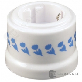 Розетка
Лизетта Декор,  без шторок,  с заземлением,  одинарная,  винтовые клеммы,   цвет - белый - декор d7/3,  фарфор / керамика,  B1-101-01-D7/3,  B1-101-01 D7/3,  Bironi
 - PULSAL.RU