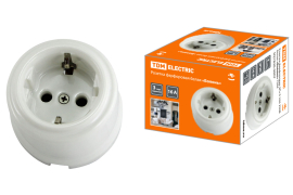 Розетка
Болонь,  без шторок,  с заземлением,  одинарная,  винтовые клеммы,   цвет - белый,  фарфор / керамика,  SQ1820-0007,  TDM
 - PULSAL.RU