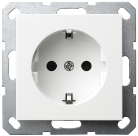 Розетка
R1,  R2,  R3,  со шторками,  без заземления,  одинарная,  винтовые клеммы,   цвет - белый глянцевый,  пластмасса,  85503W,  Wedder
 - PULSAL.RU