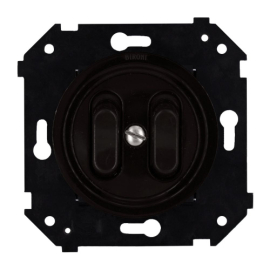 Выключатель
Шедель Бриз,  двухклавишный,  без подсветки,   цвет - коричневый матовый,  пластмасса,  B3-222-22M,  Bironi
 - PULSAL.RU