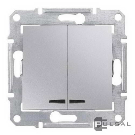 Выключатель
Sedna,  двухклавишный,  с подсветкой,   цвет - алюминий,  пластмасса,  SDN0300360,  Schneider Electric
 - PULSAL.RU