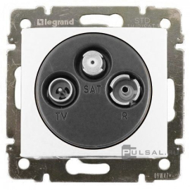 Розетка одиночная 
Valena,  телевизионная (TV),  спутниковая (SAT),  радио (R),  тройная,   цвет - белый,  пластмасса,  774435,  7 744 35,  Legrand
 - PULSAL.RU