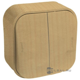 Выключатель
Quteo,  двухклавишный,  без подсветки,  с возможностью подсветки,   цвет - дерево,  пластмасса,  782262,  7 822 62,  Legrand
 - PULSAL.RU