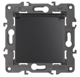 Розетка
Elegance,  со шторками,  с крышкой,  с заземлением,  одинарная,  безвинтовые клеммы,   цвет - антрацит,  пластмасса,  Б0034282,  14-2103-05,  ЭРА
 - PULSAL.RU