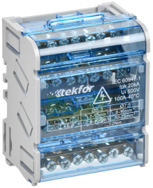 Кросс-модуль на DIN-рейку ШНК 4х7 3L+PEN TEKFOR, TF-DN10-4-07-100, IEK - PULSAL.RU