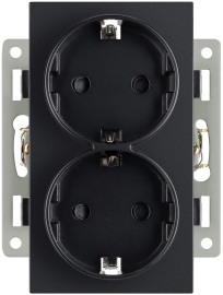 Розетка
PRESTO,  GLARE,  VERSA,  со шторками,  с заземлением,  двойная,  винтовые клеммы,   цвет - черный,  пластмасса,  043765 ARL,  043765,  Аrlight
 - PULSAL.RU