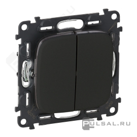 Выключатель
Valena Allure,  двухклавишный,  без подсветки,   цвет - матовый черный,  пластмасса,  752915,  7 529 15,  Legrand
 - PULSAL.RU