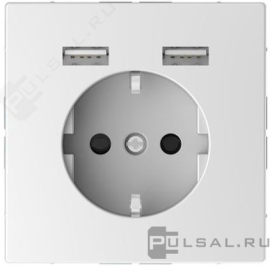 Розетка USB A+A, 2.4А с электрической розеткой
D-Life,  USB type-A 5V,  Электр. с USB,  двойная,   цвет - белый лотос,  пластмасса,  MTN2366-6035,  MEG2366-6035,  Merten
 - PULSAL.RU