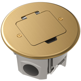 Лючок круглый в пол с установочным набором (без розеток)
Лючки DFB,  напольная,  1 пост,  2 модуля,   цвет - золото,  металл,  IP 44,  DFB2ZG,  Donel
 - PULSAL.RU