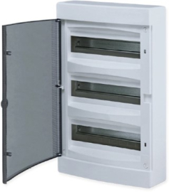 Щит распределительный навесной "Unix" прозрачная дверь 3х12 модулей IP40 EKF PROxima, PROxima BOX, навесной,  модулей - 36, пластмасса,  цвет - белый, ux-3x12-n, EKF - PULSAL.RU