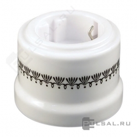 Розетка
Лизетта Декор,  без шторок,  с заземлением,  одинарная,  винтовые клеммы,   цвет - белый - декор d5/1,  фарфор / керамика,  B1-101-01-D5/1,  B1-101-01 D5/1,  Bironi
 - PULSAL.RU