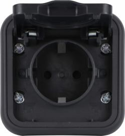 Рамка с крышкой для розетки
W55,  со шторками,  с крышкой,  с заземлением,  одинарная,  винтовые клеммы,   цвет - антрацит,  пластмасса,  IP 55,  DIP62028,  Donel
 - PULSAL.RU