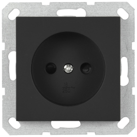 Розетка
R1,  R2,  R3,  со шторками,  без заземления,  одинарная,  винтовые клеммы,   цвет - черный матовый,  пластмасса,  85503PB,  Wedder
 - PULSAL.RU