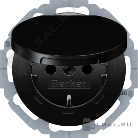 Розетка (механизм внутри поворачивается)
R.Classic,  со шторками,  с крышкой,  с заземлением,  одинарная,  безвинтовые клеммы,   цвет - черный глянцевый,  пластмасса,  47442045,  4744 20 45,  Berker
 - PULSAL.RU