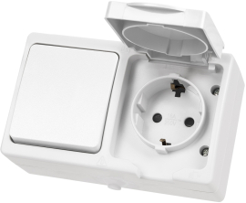 Блок, розетка + выключатель (горизонтальный)
Вуокса,  со шторками,  с крышкой,  с заземлением,  одинарная,  винтовые клеммы,   цвет - белый,  пластмасса,  IP 54,  SQ1803-1010,  TDM
 - PULSAL.RU