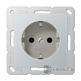 Розетка
ECO profi и ECO profi Standart,  ECO profi design (ECO Profi Deco),  без шторок,  с заземлением,  одинарная,  безвинтовые клеммы,   цвет - алюминий,  пластмасса,  EP1420AL,  EP 1420 AL,  JUNG
 - PULSAL.RU