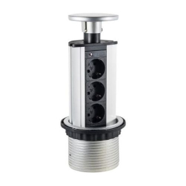 Телеблок на 3 механизма
для столов и мебели,  3 поста,   цвет - алюминий,  металл,  IP 54,  70303 LUK,  70303,  Экопласт
 - PULSAL.RU