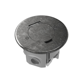 Лючок круглый в пол с установочным набором (без розеток)
Лючки DFB,  напольная,  1 пост,  2 модуля,   цвет - сталь оцинкованная,  металл,  IP 44,  DFB2ZRNFA,  Donel
 - PULSAL.RU