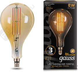 Ретро-лампа LOFT Golden (золотистое напыление)
филаментная
Black,   цоколь - E27,   мощность - 8Вт,   световой поток - 780Лм,   цвет свечения - 2400К,  не диммируется,  149802008,  Gauss - PULSAL.RU