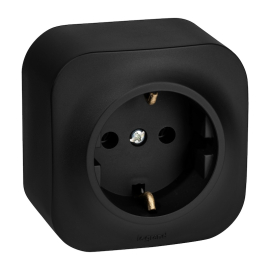 Розетка
Quteo,  без шторок,  с заземлением,  одинарная,  винтовые клеммы,   цвет - матовый черный,  пластмасса,  782472,  7 824 72,  Legrand
 - PULSAL.RU