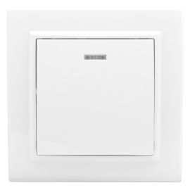 Выключатель
Минск,  одноклавишный,  с подсветкой,   цвет - белый,  пластмасса,  ERV10-121-10,  EKF
 - PULSAL.RU