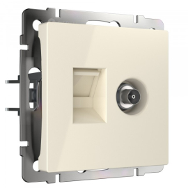Розетка TV+RJ45
Alumax,  Split,  Slab,  Senso,  Baguette,  Acrylic,  Platinum,  Elite,  Snabb,  Stream,  Flock,  Stark,  Fiore,  Favorit,  Diamant,  Aluminium,  Antik,  Metallic,  телевизионная (TV),  одинарная,   цвет - слоновая кость,  пластмасса,  W1181303,  a056110,  Werkel
 - PULSAL.RU