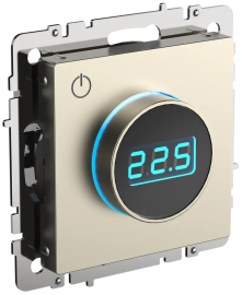 Термостат электронный, 16 А, 3500 Вт
BRITE,  поворотный,  датчик t° пола (внешний),  без таймера,   цвет - шампань,  пластмасса,  BR-RT11-K37,  IEK
 - PULSAL.RU