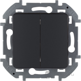 Выключатель
Inspiria,  двухклавишный,  без подсветки,   цвет - антрацит,  пластмасса,  673623,  6 736 23,  Legrand
 - PULSAL.RU