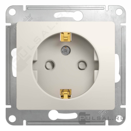 Розетка
Glossa,  со шторками,  с заземлением,  одинарная,  винтовые клеммы,   цвет - молочный,  пластмасса,  GSL000945,  Schneider Electric
 - PULSAL.RU