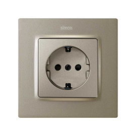 Накладка
Simon 82 Concept,  со шторками,  с заземлением,  одинарная,  винтовые клеммы,  безвинтовые клеммы,   цвет - шампань матовый,  пластмасса,  8200041-094,  Simon
 - PULSAL.RU