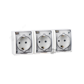 Розетка
Simon 15 Aqua,  без шторок,  с заземлением,  тройная,  винтовые клеммы,   цвет - белый глянец,  пластмасса,  IP 54,  1594437-030,  Simon
 - PULSAL.RU