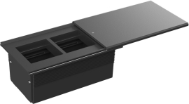 Встраиваемый розеточный блок со сдвижной крышкой (крышка сдвигается вдоль)
DDSB,  для столов и мебели,  4 модуля,   цвет - черный,  металл,  DDSB4SCAB,  Donel
 - PULSAL.RU