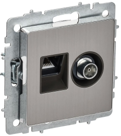 Розетка одиночная TV+RJ45
BRITE,  телевизионная (TV),  одинарная,   цвет - никель,  металл,  BR-AK20-1-M-K23,  IEK
 - PULSAL.RU
