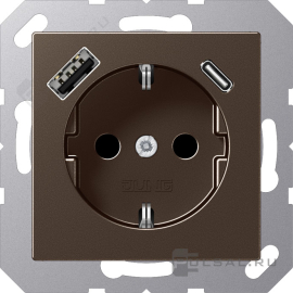 Розетка USB A+C с электрической розеткой
A VIVA,  A creation,  A 550,  A flow,  USB type-C 5V,  USB type-A 5V,  Электр. с USB,  двойная,   цвет - мокко,  пластмасса,  A1520-15CAMO,  A 1520-15 CA MO,  JUNG
 - PULSAL.RU