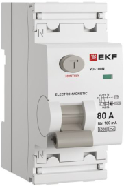 Выключатель дифференциального тока ВД-100N  PROxima, 2 полюса, 80А,  тип - AC, 100 мАE1026M80100, EKF - PULSAL.RU