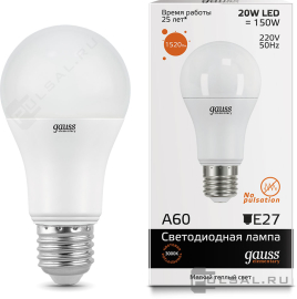 Лампа
светодиодная
Elementary,   цоколь - E27,   мощность - 20Вт,   световой поток - 1520Лм,   цветовая температура - 3000К,  не диммируется,  23219,  Gauss - PULSAL.RU