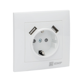 Розетка USB A+A, 2.1А с электрической розеткой
Валенсия,  USB type-A 5V,  Электр. с USB,  двойная,   цвет - белый,  пластмасса,  EWR16-028-10-2USB,  EKF
 - PULSAL.RU