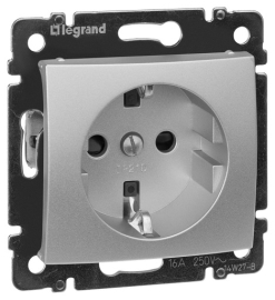Розетка
Valena,  со шторками,  с заземлением,  одинарная,  винтовые клеммы,   цвет - алюминий,  пластмасса,  694343,  6 943 43,  Legrand
 - PULSAL.RU