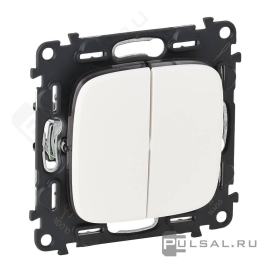 Выключатель
Valena Allure,  двухклавишный,  без подсветки,   цвет - белый,  пластмасса,  752705,  7 527 05,  Legrand
 - PULSAL.RU