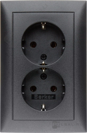 Розетка
B.3,  B.7,  без шторок,  с заземлением,  двойная,  безвинтовые клеммы,   цвет - антрацит матовый,  пластмасса,  47549949,  4754 99 49,  Berker
 - PULSAL.RU
