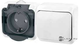 Выключатель с розеткой
Этюд,  одноклавишный,  без подсветки,   цвет - белый,  пластмасса,  IP 44,  BPA16-241B,  Schneider Electric
 - PULSAL.RU